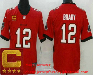Men's Tampa Bay Buccaneers #12 Tom Brady Limited Red 2022 Captain Patch Vapor Jersey