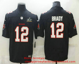 Men's Tampa Bay Buccaneers #12 Tom Brady New Black 2021 Super Bowl LV Limited Stitched NFL Jersey