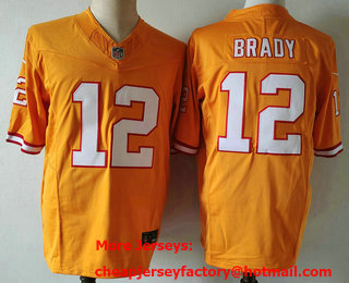 Men's Tampa Bay Buccaneers #12 Tom Brady Orange 2023 FUSE Vapor Untouchable Limited Stitched Jersey