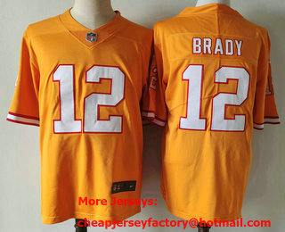 Men's Tampa Bay Buccaneers #12 Tom Brady Orange Limited Stitched Throwback Jersey