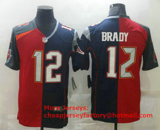 Men's Tampa Bay Buccaneers #12 Tom Brady Red Navy Blue Two Tone 2021 Vapor Untouchable Stitched NFL Nike Limited Jersey