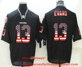 Men's Tampa Bay Buccaneers #13 Mike Evans 2018 USA Flag Fashion Black Color Rush Stitched Nike Limited Jersey