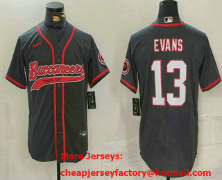 Men's Tampa Bay Buccaneers #13 Mike Evans Grey Cool Base Stitched Baseball Jersey