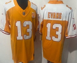 Men's Tampa Bay Buccaneers #13 Mike Evans Limited Orange Thanksgiving 50th Seasons FUSE Vapor Jersey