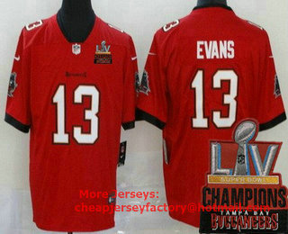 Men's Tampa Bay Buccaneers #13 Mike Evans Limited Red 2021 Super Bowl LV Champions Vapor Untouchable Jersey