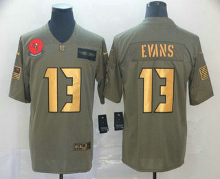 Men's Tampa Bay Buccaneers #13 Mike Evans Olive Gold 2019 Salute To Service Stitched NFL Nike Limited Jersey