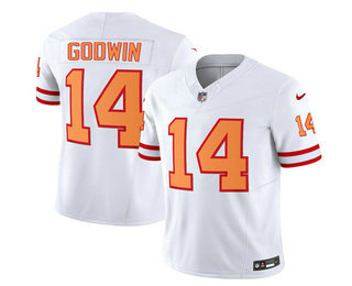 Men's Tampa Bay Buccaneers #14 Chris Godwin 2023 FUSE White Throwback Limited Stitched Jersey