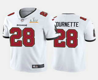Men's Tampa Bay Buccaneers #28 Leonard Fournette White 2021 Super Bowl LV Limited Stitched NFL Jersey