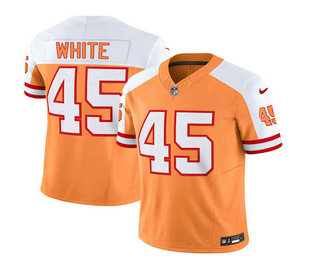 Men's Tampa Bay Buccaneers #45 Devin White 2023 FUSE White Gold Throwback Limited Stitched Jersey