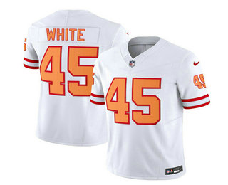 Men's Tampa Bay Buccaneers #45 Devin White 2023 FUSE White Throwback Limited Stitched Jersey