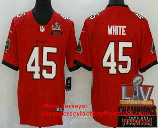 Men's Tampa Bay Buccaneers #45 Devin White Limited Red 2021 Super Bowl LV Champions Vapor Untouchable Jersey