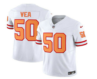 Men's Tampa Bay Buccaneers #50 Vita Vea 2023 FUSE White Throwback Limited Stitched Jersey