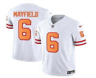 Men's Tampa Bay Buccaneers #6 Baker Mayfield 2023 FUSE White Throwback Limited Stitched Jersey