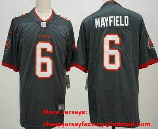 Men's Tampa Bay Buccaneers #6 Baker Mayfield Limited Pewter Vapor Jersey