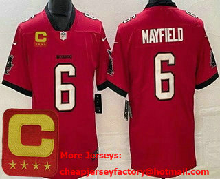 Men's Tampa Bay Buccaneers #6 Baker Mayfield Limited Red C Patch Vapor Jersey