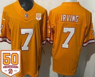 Men's Tampa Bay Buccaneers #7 Bucky Irving Limited Orange Throwback 50th Seasons FUSE Vapor Jersey