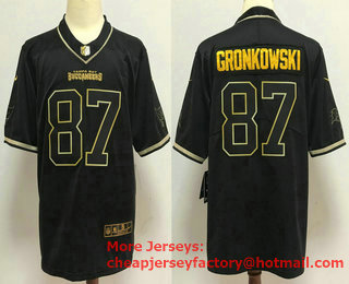 Men's Tampa Bay Buccaneers #87 Rob Gronkowski Black 100th Season Golden Edition Jersey
