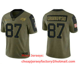 Men's Tampa Bay Buccaneers #87 Rob Gronkowski Limited Olive 2021 Salute To Service Jersey