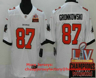 Men's Tampa Bay Buccaneers #87 Rob Gronkowski Limited White 2021 Super Bowl LV Champions Vapor Untouchable Jersey