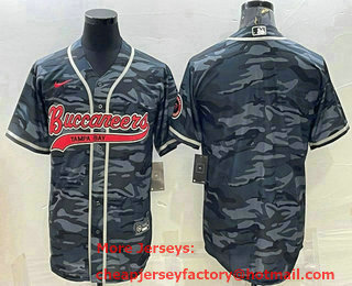 Men's Tampa Bay Buccaneers Blank Grey Camo With Patch Cool Base Stitched Baseball Jersey