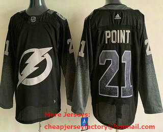 Men's Tampa Bay Lightning #21 Brayden Point Black Stitched Jersey