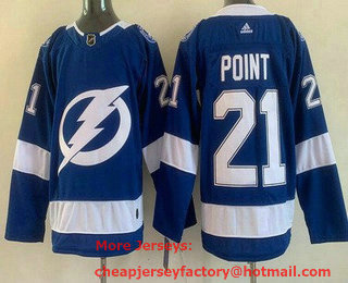 Men's Tampa Bay Lightning #21 Brayden Point Blue Stitched Jersey