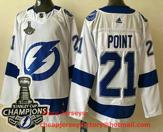 Men's Tampa Bay Lightning #21 Brayden Point White 2021 Stanley Cup Champions Authentic Jersey