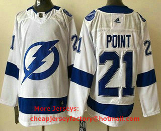 Men's Tampa Bay Lightning #21 Brayden Point White Stitched NHL Jersey