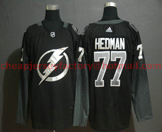 Men's Tampa Bay Lightning #77 Victor Hedman Black Drift Fashion Adidas Stitched NHL Jersey