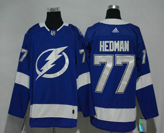 Men's Tampa Bay Lightning #77 Victor Hedman Light Blue 2017-2018 Hockey Stitched NHL Jersey