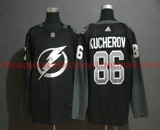 Men's Tampa Bay Lightning #86 Nikita Kucherov Black Drift Fashion Adidas Stitched NHL Jersey