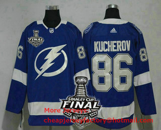 Men's Tampa Bay Lightning #86 Nikita Kucherov Light Blue 2020 Stanley Cup Final Patch Adidas Stitched NHL Jersey