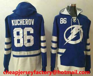 Men's Tampa Bay Lightning #86 Nikita Kucherov Royal Blue Pocket Stitched NHL Old Time Hockey Pullover Hoodie