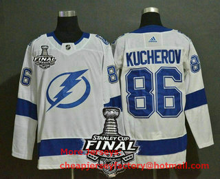Men's Tampa Bay Lightning #86 Nikita Kucherov White 2020 Stanley Cup Final Patch Adidas Stitched NHL Jersey