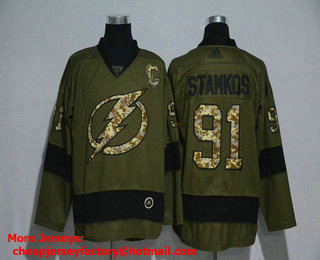 Men's Tampa Bay Lightning #91 Steven Stamkos Green Salute To Service Adidas Stitched NHL Jersey