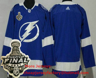 Men's Tampa Bay Lightning Blank Blue 2021 Stanley Cup Finals Authentic Jersey