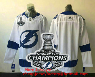 Men's Tampa Bay Lightning Blank White 2020 Stanley Cup Champions Patch Adidas Stitched NHL Jersey