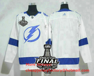 Men's Tampa Bay Lightning Blank White 2020 Stanley Cup Final Patch Adidas Stitched NHL Jersey