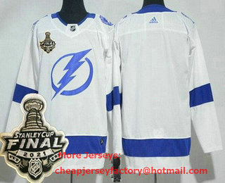 Men's Tampa Bay Lightning Blank White 2021 Stanley Cup Finals Authentic Jersey