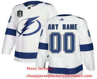 Men's Tampa Bay Lightning Custom 2022 White Stanley Cup Final Patch Stitched Jersey