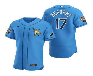 Men's Tampa Bay Rays #17 Austin Meadows Nike Light Blue 2020 World Series Authentic Jersey
