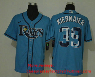 Men's Tampa Bay Rays #39 Kevin Kiermaier Light Blue Team Logo Stitched MLB Cool Base Nike Jersey