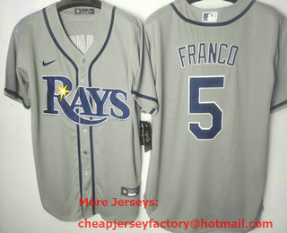 Men's Tampa Bay Rays #5 Wander Franco Grey Stitched MLB Cool Base Nike Jersey