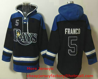 Men's Tampa Bay Rays #5 Wander Franco Navy Blue Ageless Must Have Lace Up Pullover Hoodie