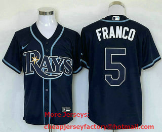 Men's Tampa Bay Rays #5 Wander Franco Navy Blue Stitched MLB Cool Base Nike Jersey