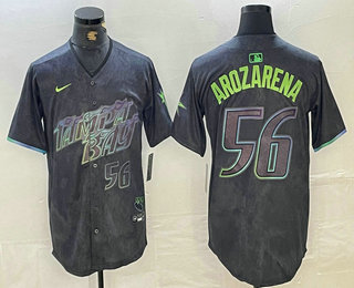 Men's Tampa Bay Rays #56 Randy Arozarena Number Charcoal 2024 City Connect Limited Stitched Jersey
