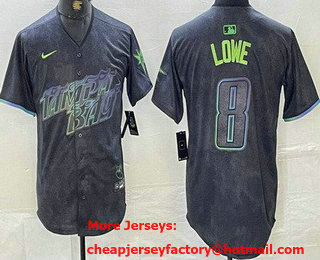 Men's Tampa Bay Rays #8 Brandon Lowe Charcoal 2024 City Connect Limited Cool Base Jersey