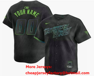 Men's Tampa Bay Rays Customized Charcoal 2024 City Connect Limited Stitched Baseball Jersey