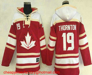 Men's Team Canada #19 Joe Thornton 2016 World Cup of Hockey Red Stitched Old Time Hockey Hoodie