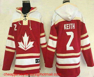 Men's Team Canada #2 Duncan Keith 2016 World Cup of Hockey Red Stitched Old Time Hockey Hoodie
